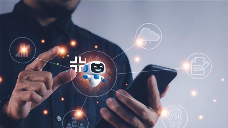 A person viewing AI readiness resources on their mobile device